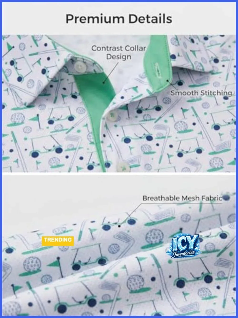 Men's Golf Polo Shirt Quick Dry Moisture Wicking Mesh Performance Short Sleeve